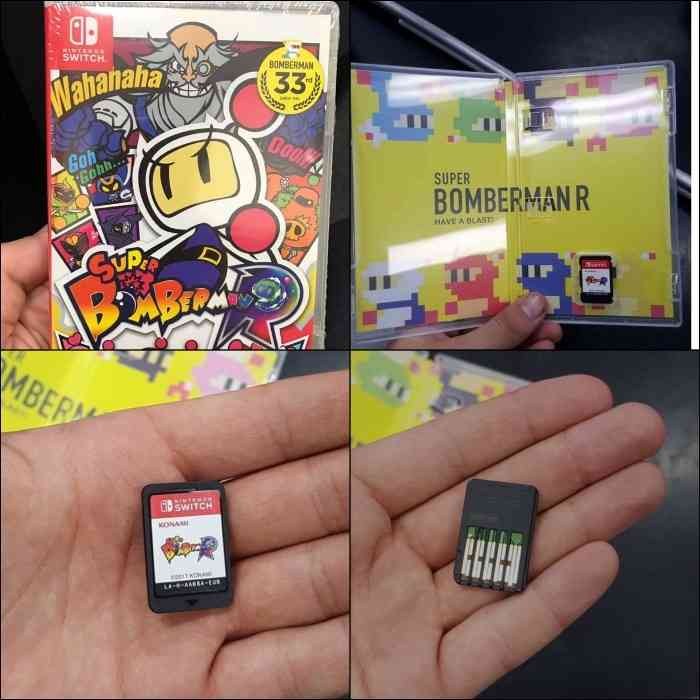 Super Bomberman R for Nintendo Switch Game Cartridge and Inside the Box
