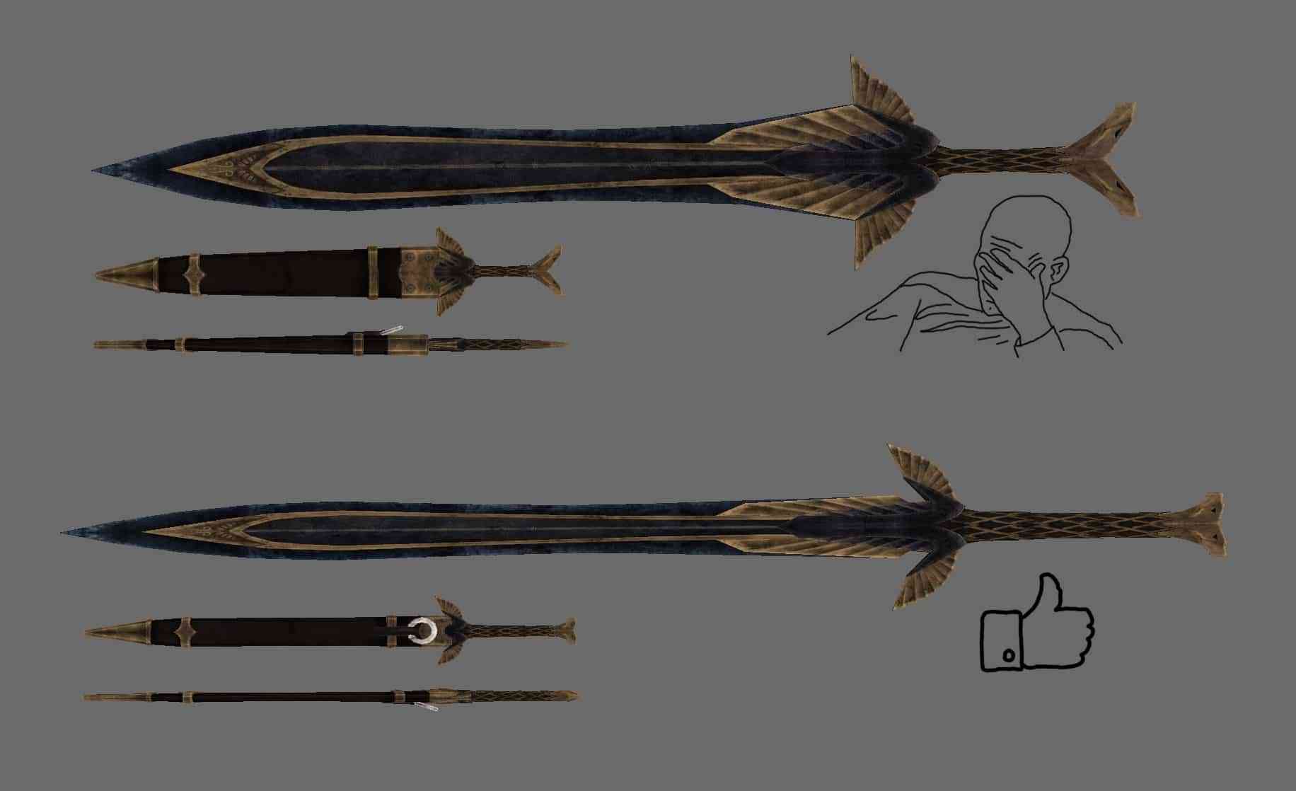 skyrim special edition sword on back mods