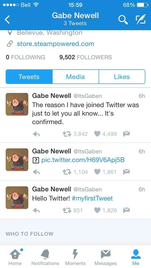 Gabe Newell Teasing Half-Life 3 Announcement On Twitter?