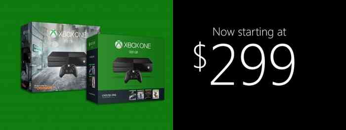 Xbox One Price Drop Top Screen