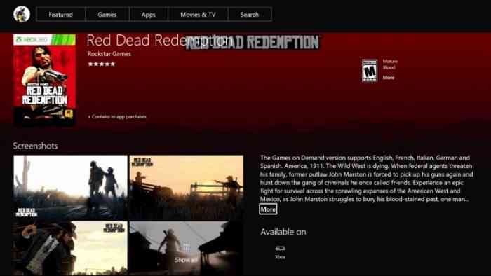 red dead redemption heading to xbox one screen