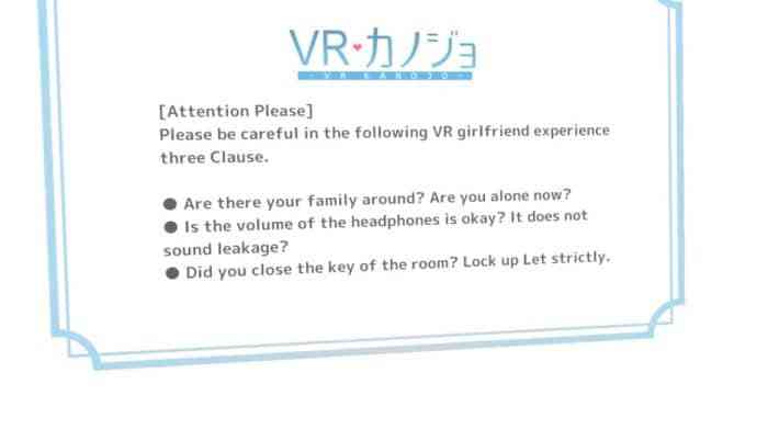 VR Kanojo Warnings