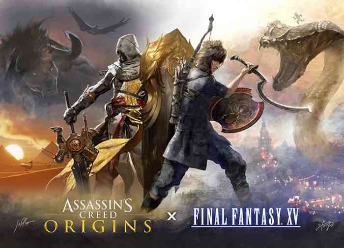 assassin's creed origins and final fantasy xv artwork