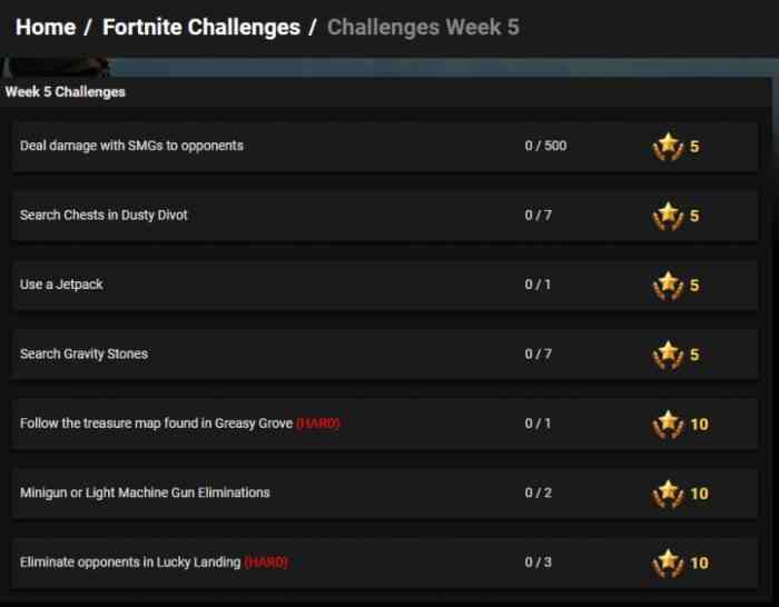Fortnite week 5 challenges
