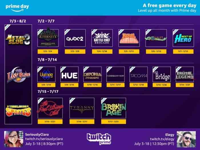 Twitch Prime Day games