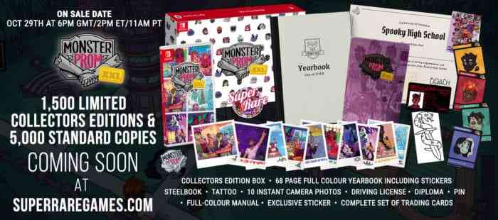 A photo spread of the contents of Monster Prom: Collector's Edition