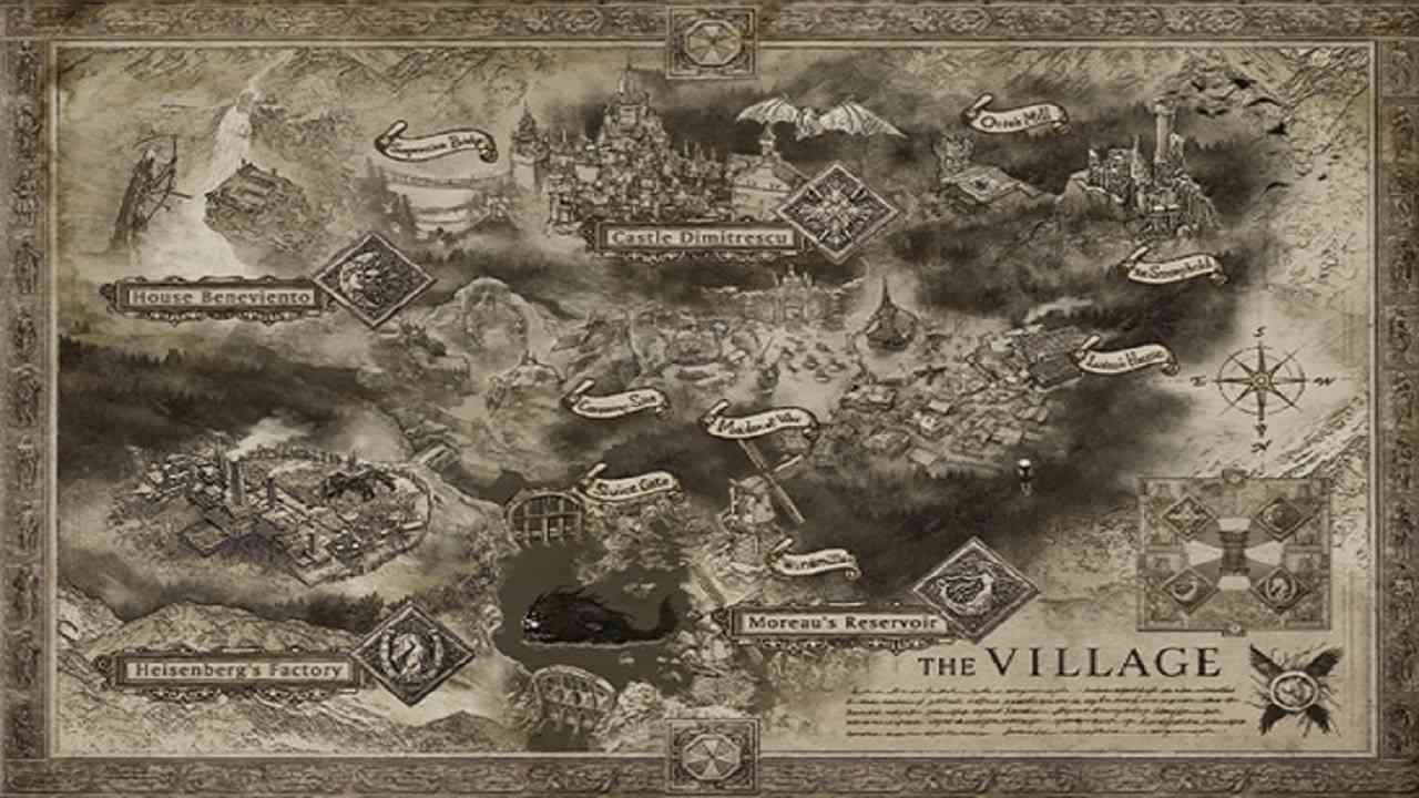Хоррор карта на 4. Resident Evil Village карта деревни. Resident Evil 8 Village карта. Карта деревни резидент 8. Resident Evil 4 Village Map.