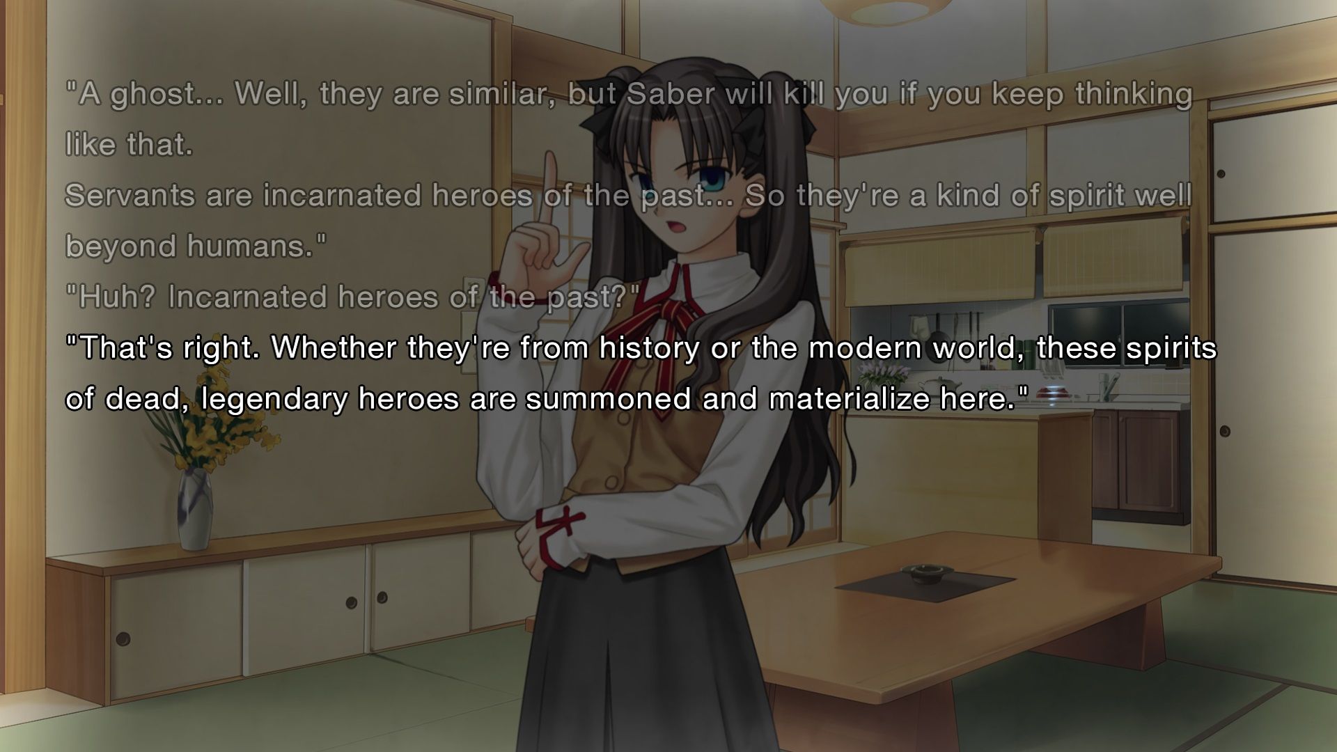 Fate/Stay Night REMASTERED, Rin talk.