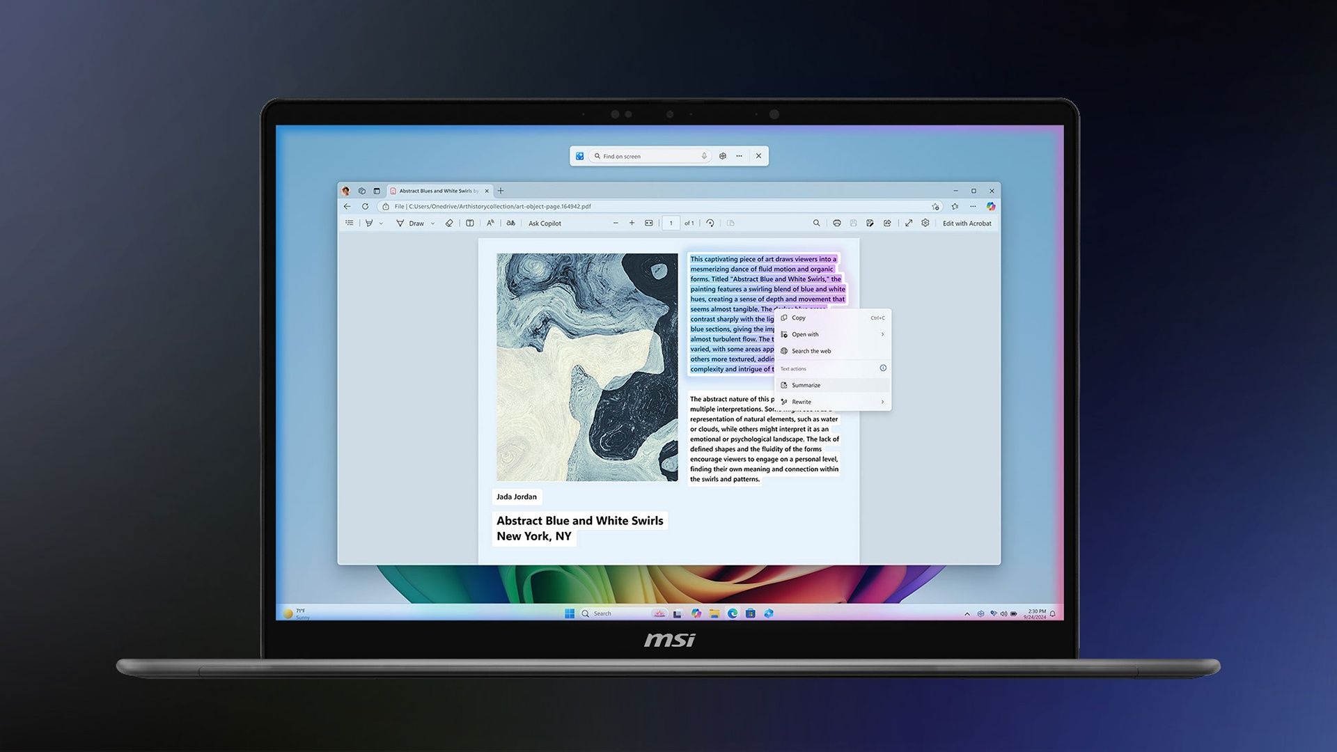 MSI Prestige 14 Flip AI+ Feature